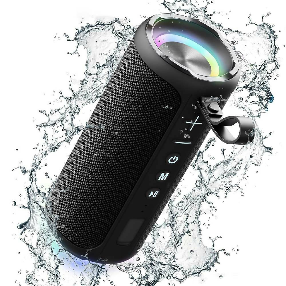 Enceinte Bluetooth puissante avec son HD / Éclairage LED / Étanchéité IPX6 / Bluetooth 5.1 et fonction multipairing / Double haut-parleur 20 W avec caisson de basses