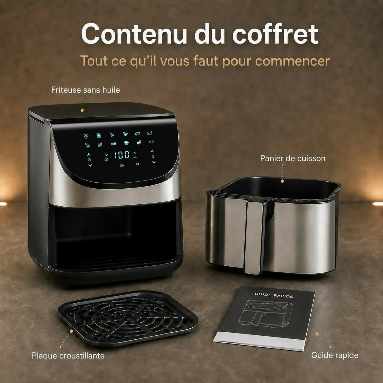Oryzom AirCrisp Pro – Technologie à air chaud à 360° de 1 700 W pour des repas rapides et sains