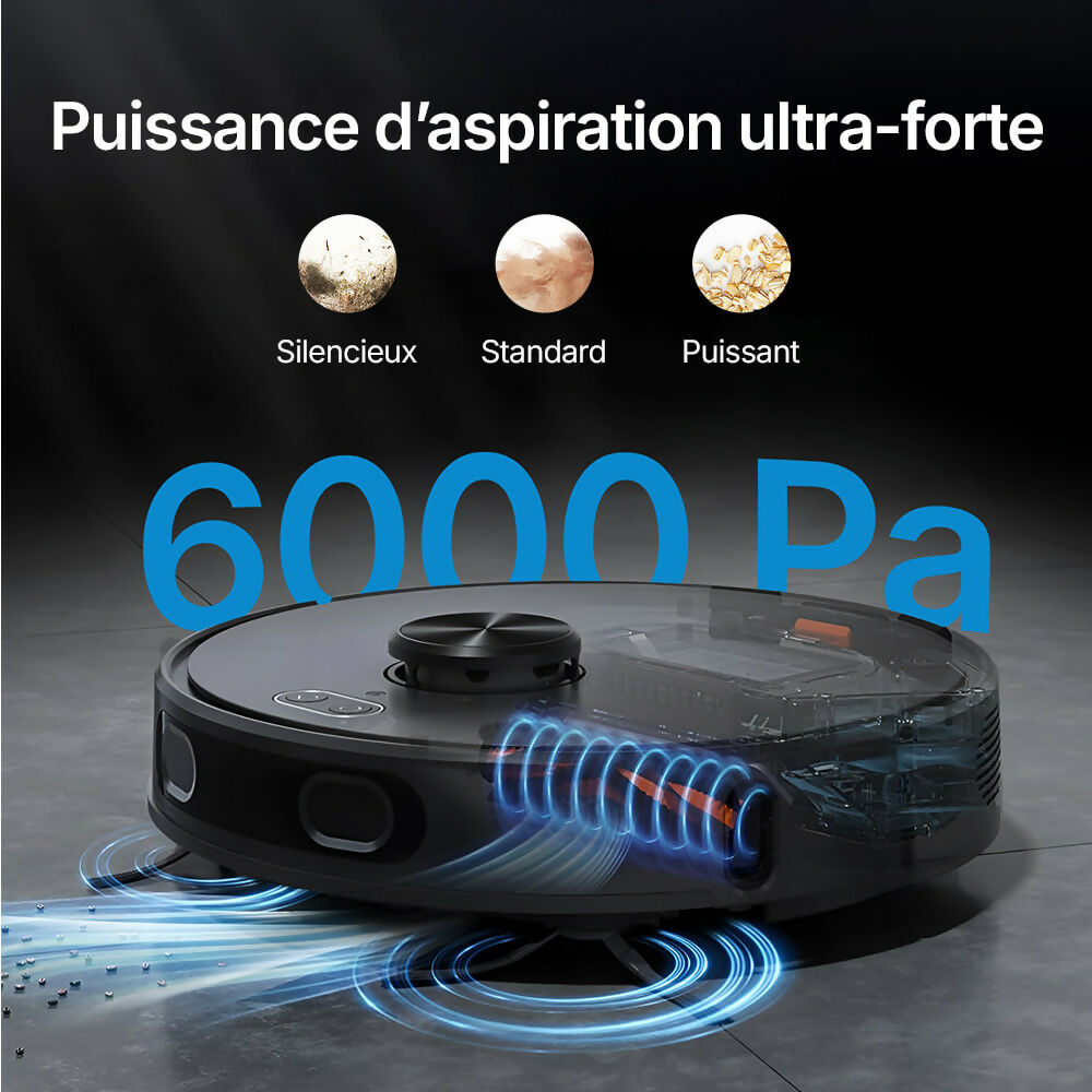 Robot aspirateur D60S – Nettoyage automatique avec fonction serpillère, navigation intelligente et contrôle via application pour une propreté sans effort
