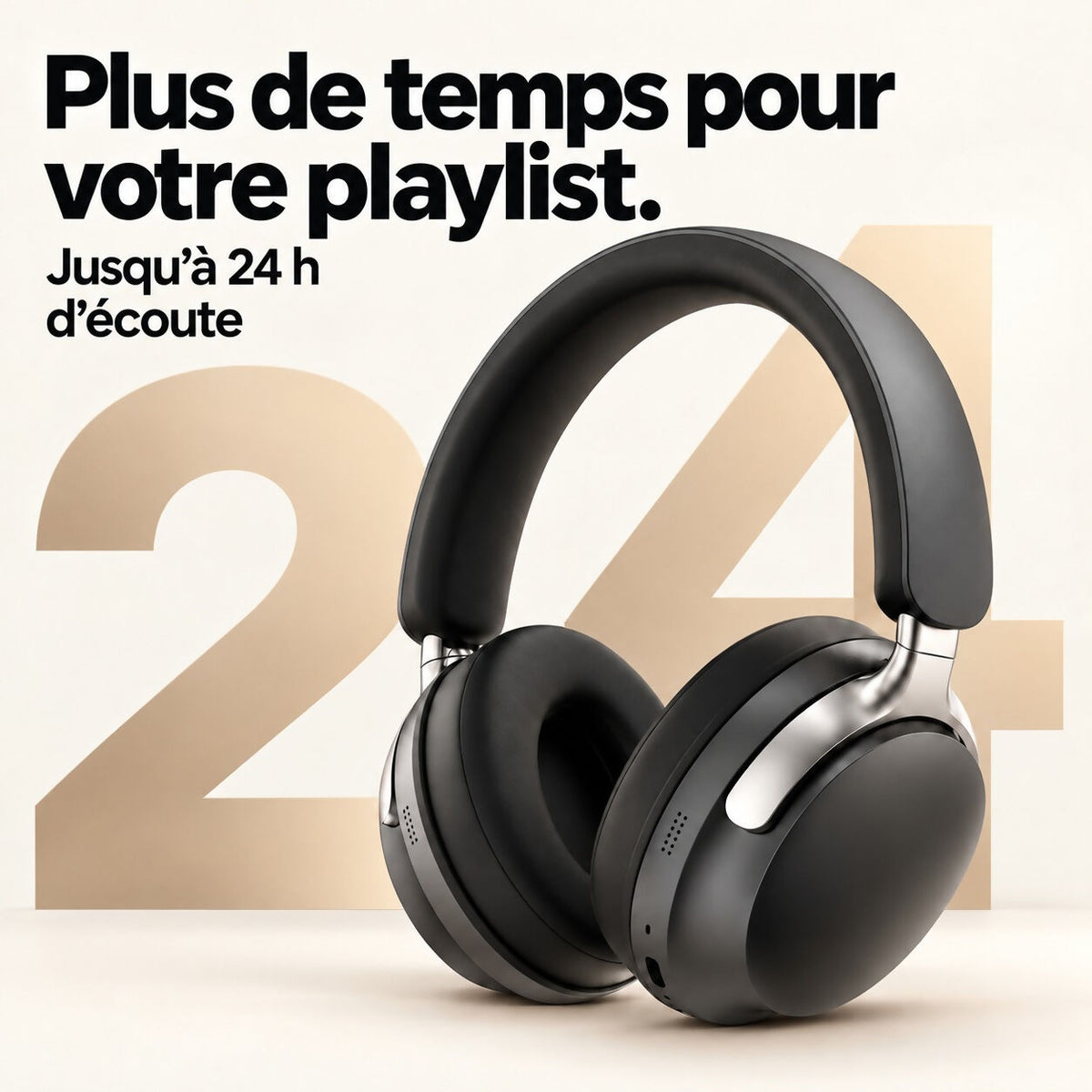 Oryzom AirBeat Max – Casque sans fil circum-aural avec réduction active du bruit et son hi-fi puissant