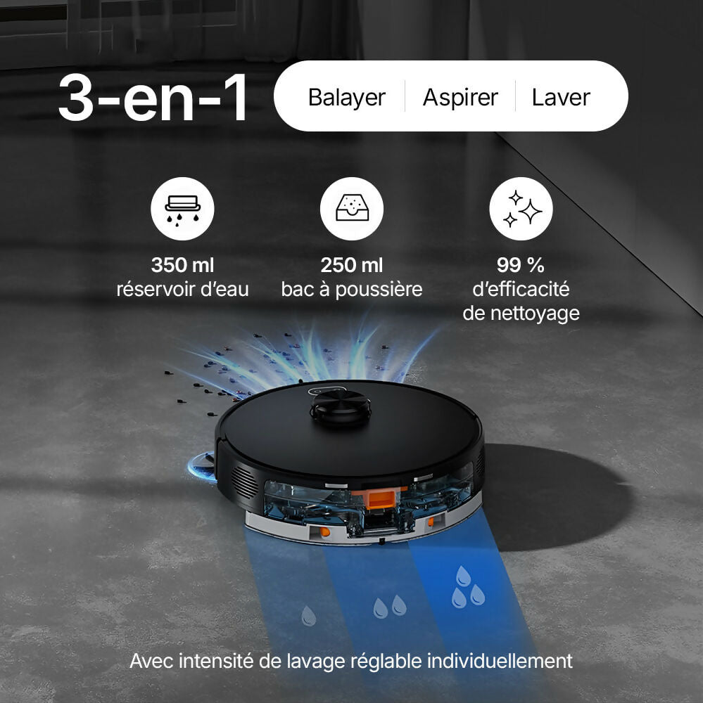 Robot aspirateur D60S – Nettoyage automatique avec fonction serpillère, navigation intelligente et contrôle via application pour une propreté sans effort
