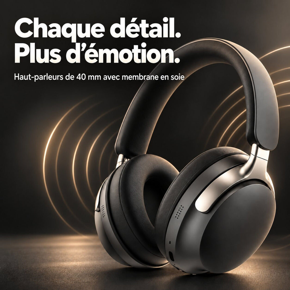 Oryzom AirBeat Max – Casque sans fil circum-aural avec réduction active du bruit et son hi-fi puissant