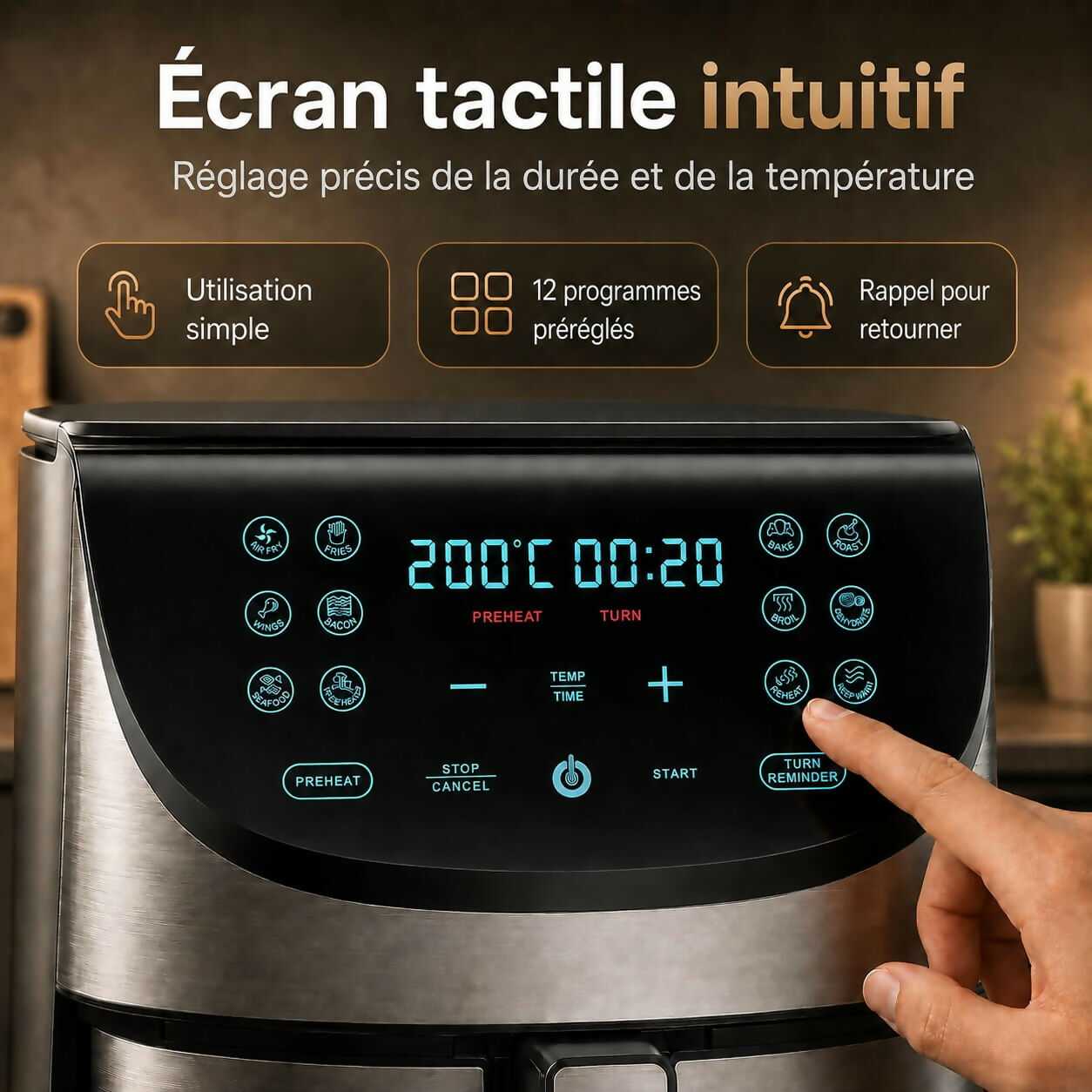 Oryzom AirCrisp Pro – Technologie à air chaud à 360° de 1 700 W pour des repas rapides et sains