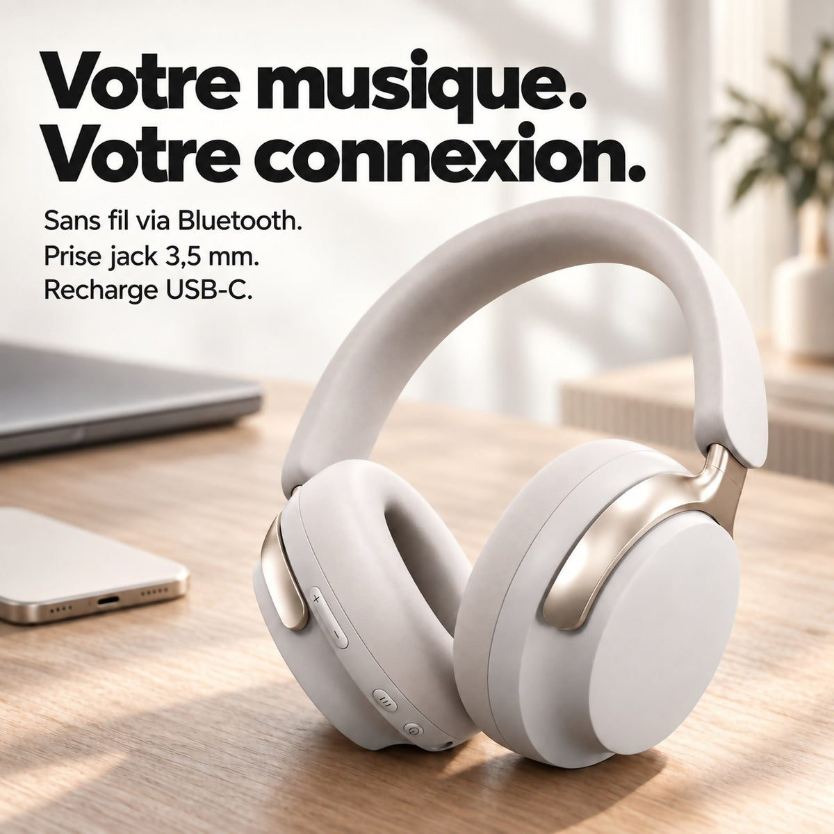 Oryzom AirBeat Max – Casque sans fil circum-aural avec réduction active du bruit et son hi-fi puissant