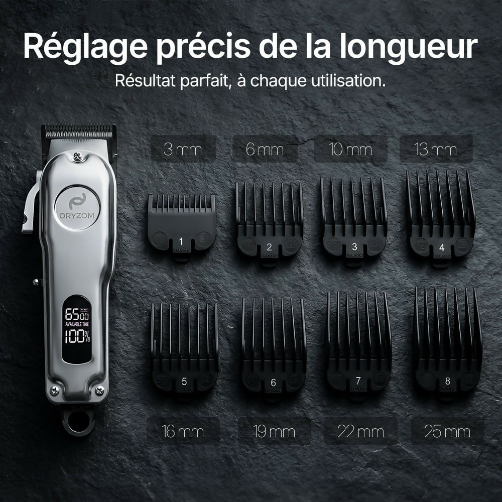 Oryzom ProTrim 2.0 – Lames en acier inoxydable précises et moteur puissant pour des coupes uniformes des cheveux et de la barbe