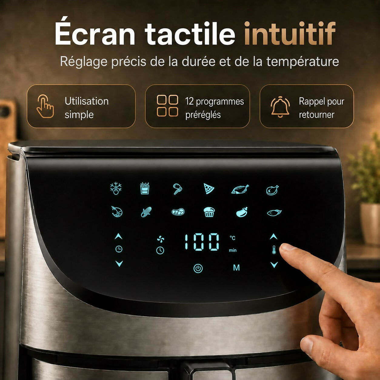 Oryzom AirCrisp Pro – Technologie à air chaud à 360° de 1 700 W pour des repas rapides et sains