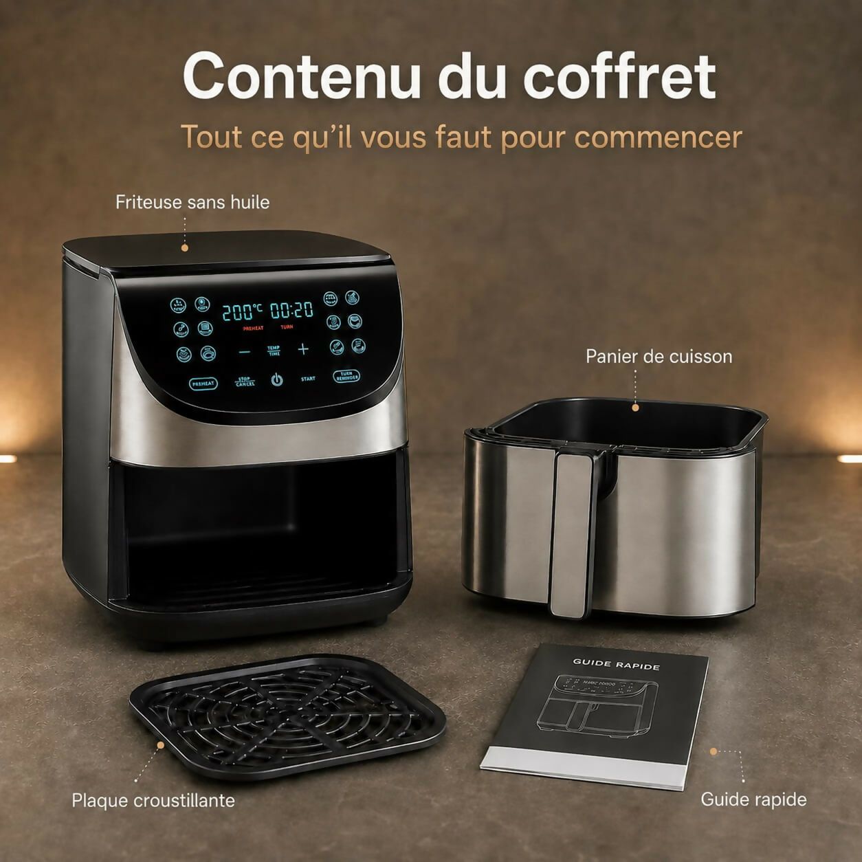 Oryzom AirCrisp Pro – Technologie à air chaud à 360° de 1 700 W pour des repas rapides et sains