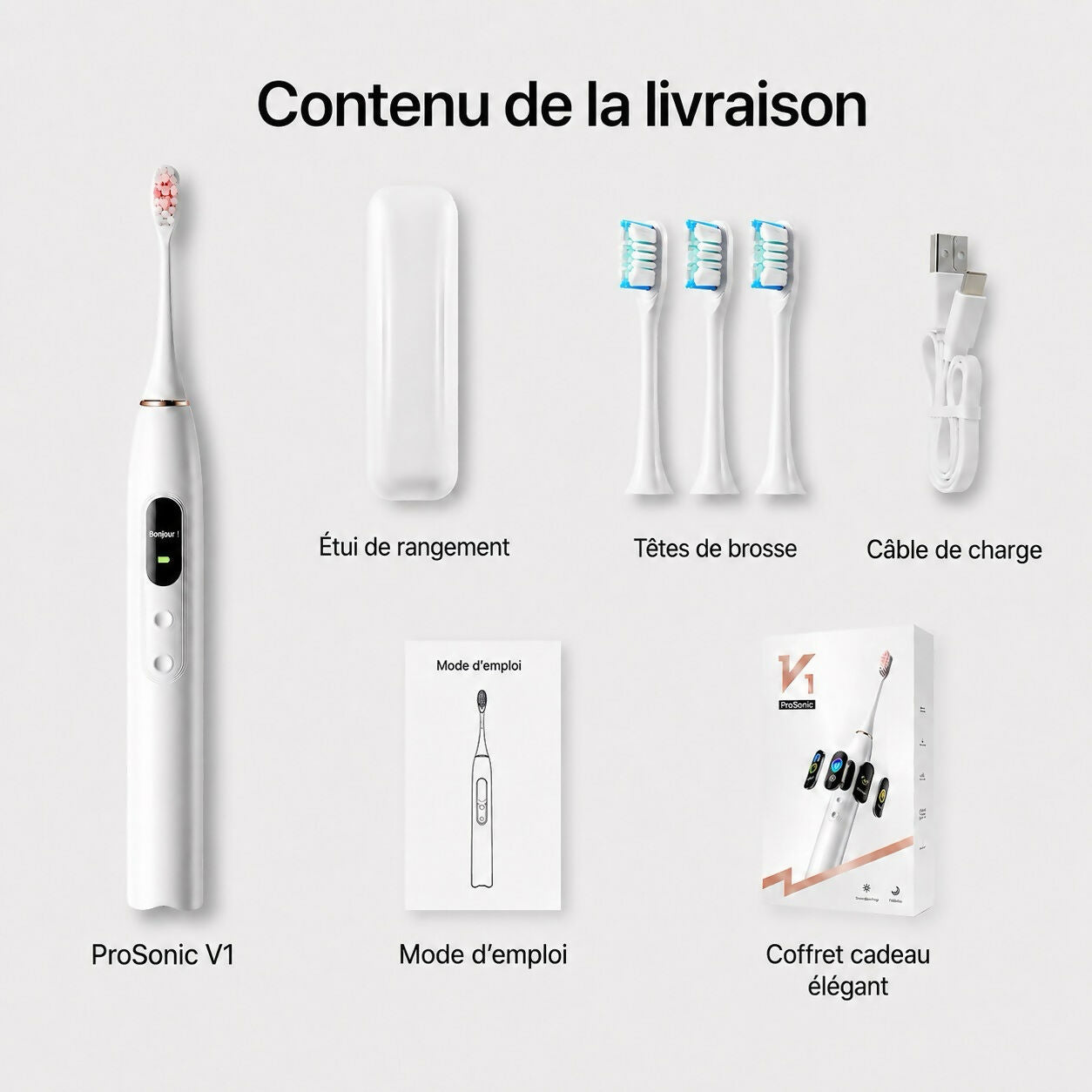 Oryzom ProSonic V1 – Nettoyage dentaire professionnel avec technologie sonique pour des dents plus lisses et une hygiène bucco-dentaire optimale